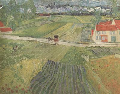 Landscape wiith Carriage and Train in the Background (nn04), Vincent Van Gogh